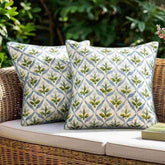 MIULEE Floral Farmhouse Outdoor Pillow Covers Blue-Green 16x16-inch